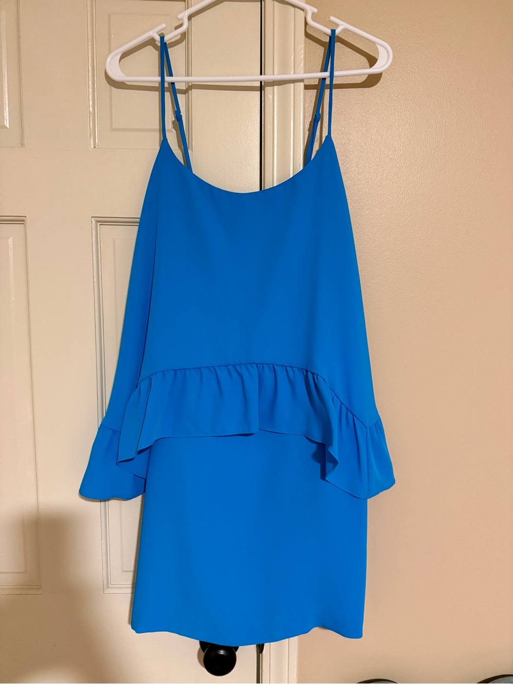 Amanda Uprichard Electric Blue Ruffle Slip Dress